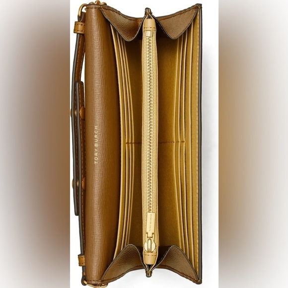 NEW Tory Burch bag 2 straps crossbody camel brown leather gold hardware NWT - Picture 12 of 13